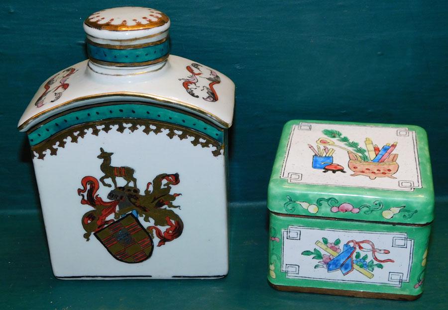 Cloisonne Box & Porcelain Tea Caddy (1 of 5)