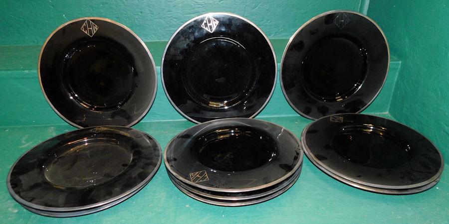10 Pc Onyx Black W/ Silver Overlay Dinner Plates (1 of 2)
