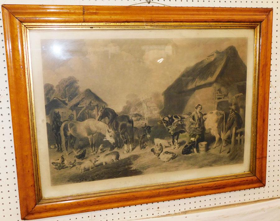 English Farm Scene Engraving In BEM Frame (1 of 11)