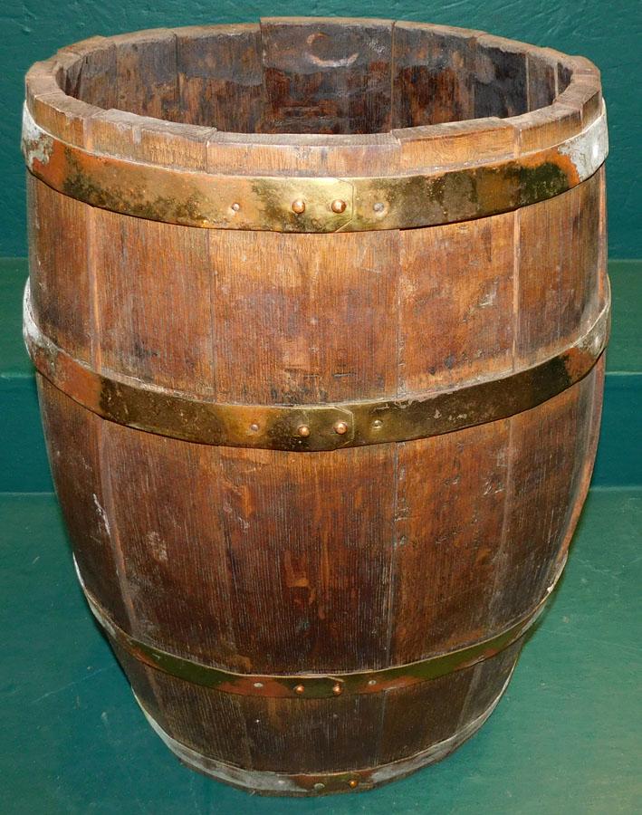 Oak Brass Bound Barrel Umbrella Stand (1 of 2)