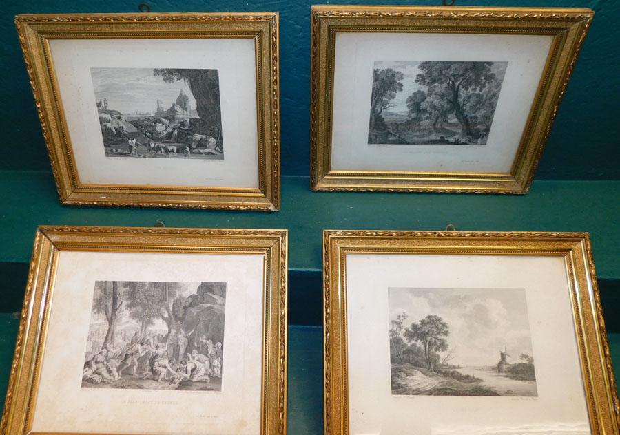 Four Gilt Framed French Landscape Engravings (1 of 6)