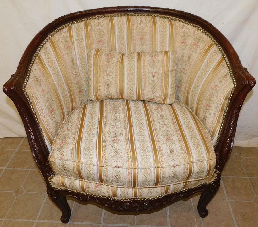 Walnut Carved French Tub Chair (1 of 6)