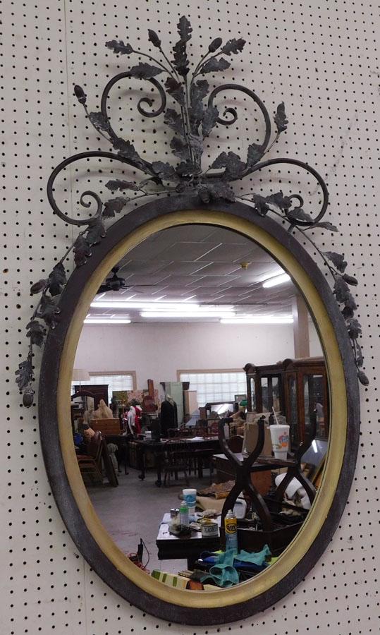 Pntd Wood & Metal Frame Oval Mirror By La Barge (1 of 7)
