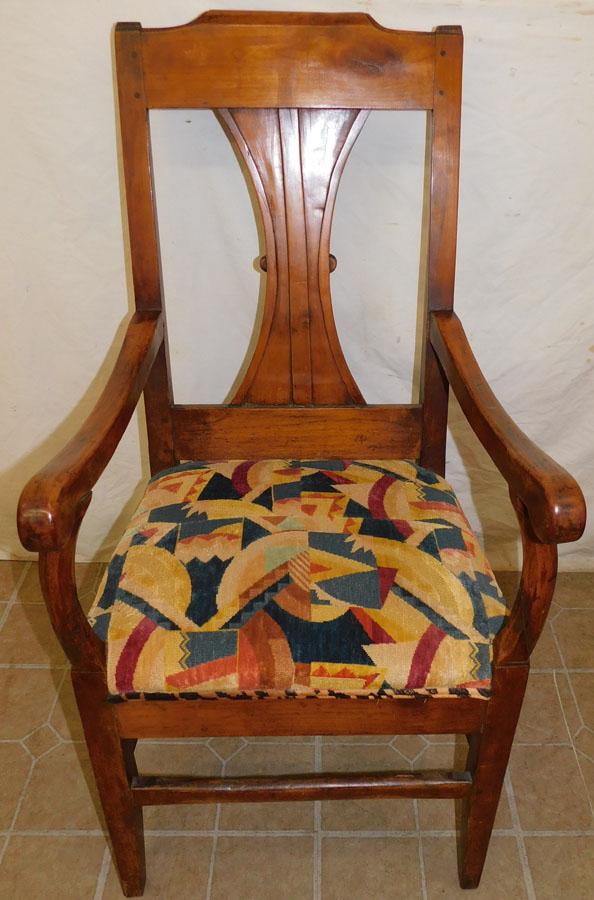 18th C Cherry Country French Arm Chair: 18th C Cherry Country French Arm Chair. 41" H