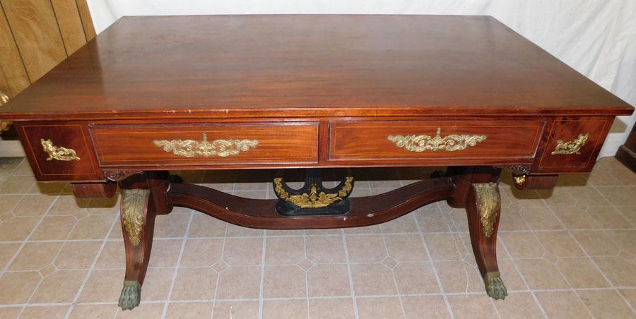 Antique Mah Inlay Regency Desk W/ Bronze Mounts (1 of 7)
