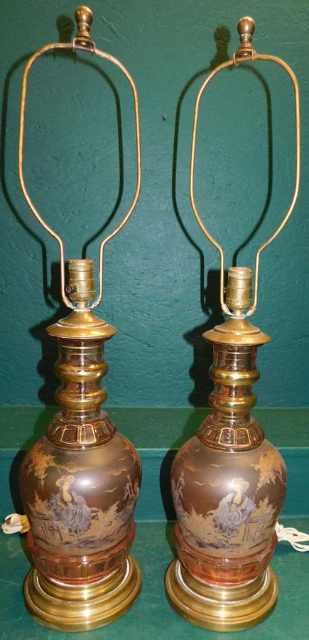 Pr Pnt Decorated Glass Bottles Made Into Lamps (1 of 3)