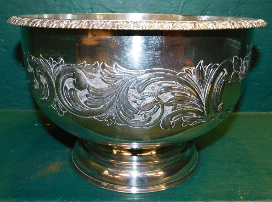 English Silver On Copper Repousse Punch Bowl (1 of 3)