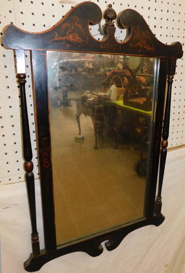 Black Lacquered  Chinoiserie Mirror (1 of 4)