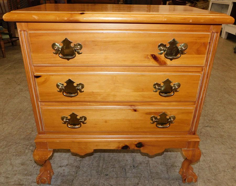 Pine Three Drawer Night Stand W/ Claw Feet (1 of 5)