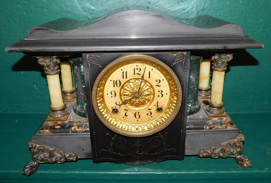 Antique Painted Metal Shelf Clock By Seth Thomas (1 of 3)
