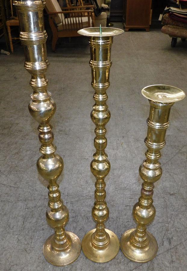 Three Large Brass Candlesticks (1 of 3)
