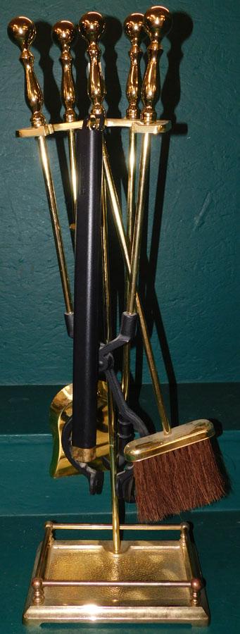 5 Pc Brass Fire Place Tool Set (1 of 1)