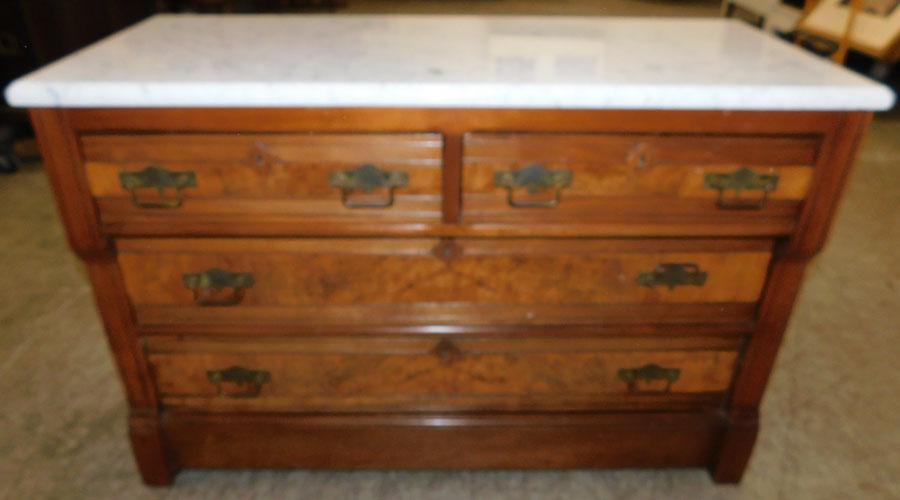 Victorian Walnut Marble Top 2/2 Drawer Chest (1 of 5)