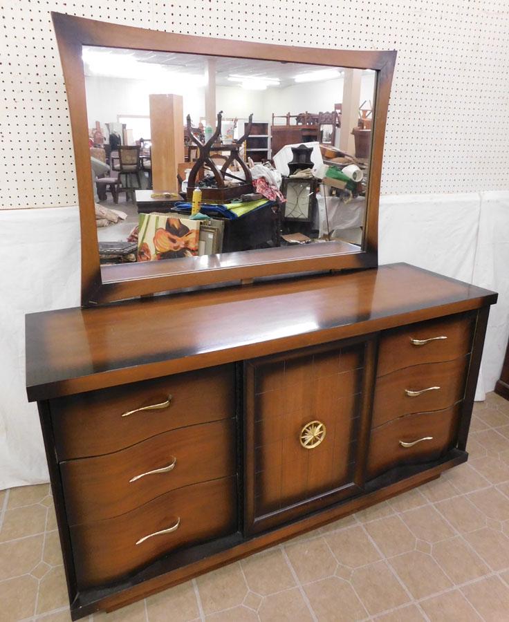 Walnut Mid-Century Modern Dresser W/ Mirror (1 of 5)