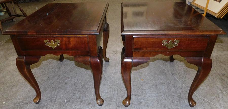 Pair Cherry Queen Anne End Tables (1 of 4)