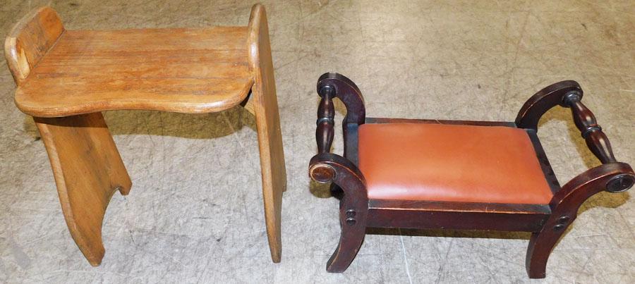 Antique Oak Stool & Mahogany Bed Stool (1 of 1)