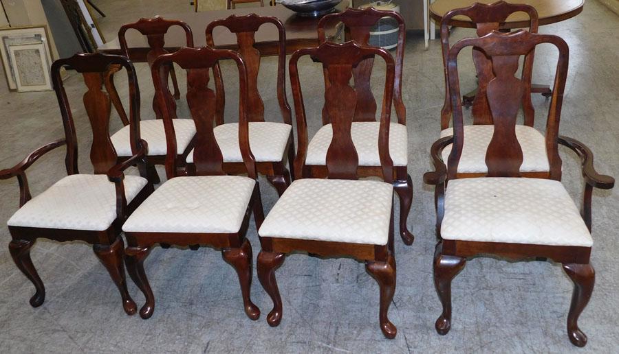 Set 8 Cherry Queen Anne Dining Chairs (1 of 3)