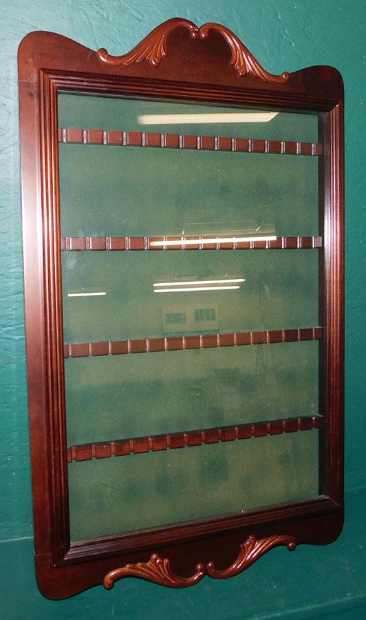 Mahogany Spoon Wall Cabinet By Bombay Co.: Mahogany Spoon Wall Cabinet By Bombay Co.. 17 3/4" X 30"