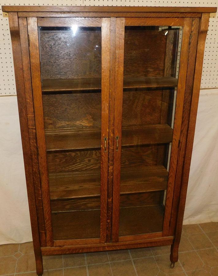 Antique Oak China Cabinet: Antique Oak China Cabinet. 36" W 15" D 60 1/2" H
