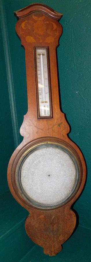 Mahogany Inlay Barometer Frame: Mahogany Inlay Barometer Frame. 37" H