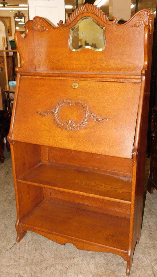 Antique Oak Drop Front Secretary Bookcase (1 of 3)