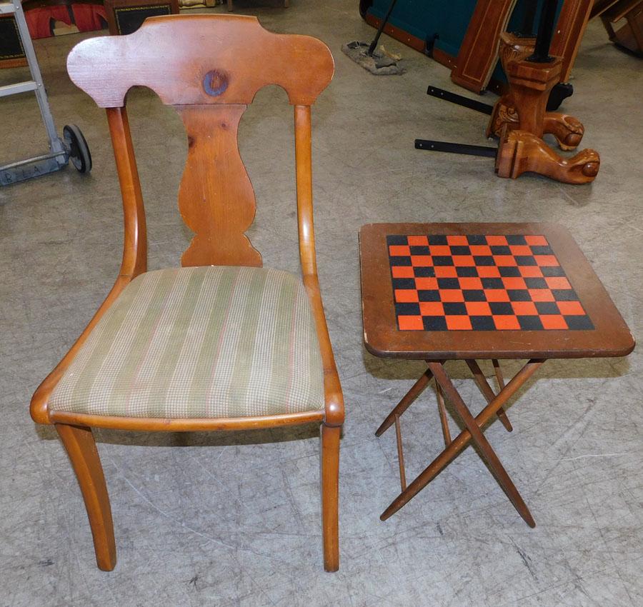 Checker Board Top Folding Table & Pine Side Chair (1 of 1)