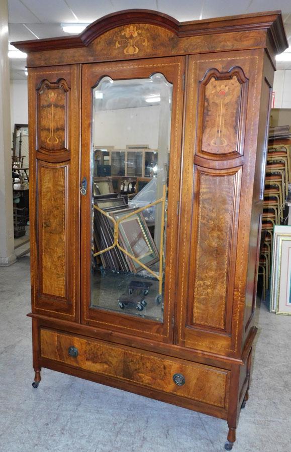Burl Walnut Inlay Victorian Armoire (1 of 4)