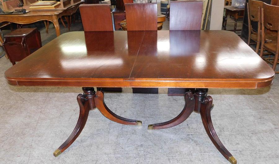 Mahogany Two Pedestal Dining Table W/ 3 Leaves (1 of 2)