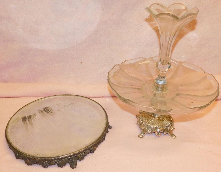 Silver Plate Mirrored Plateau & Epergne (1 of 3)