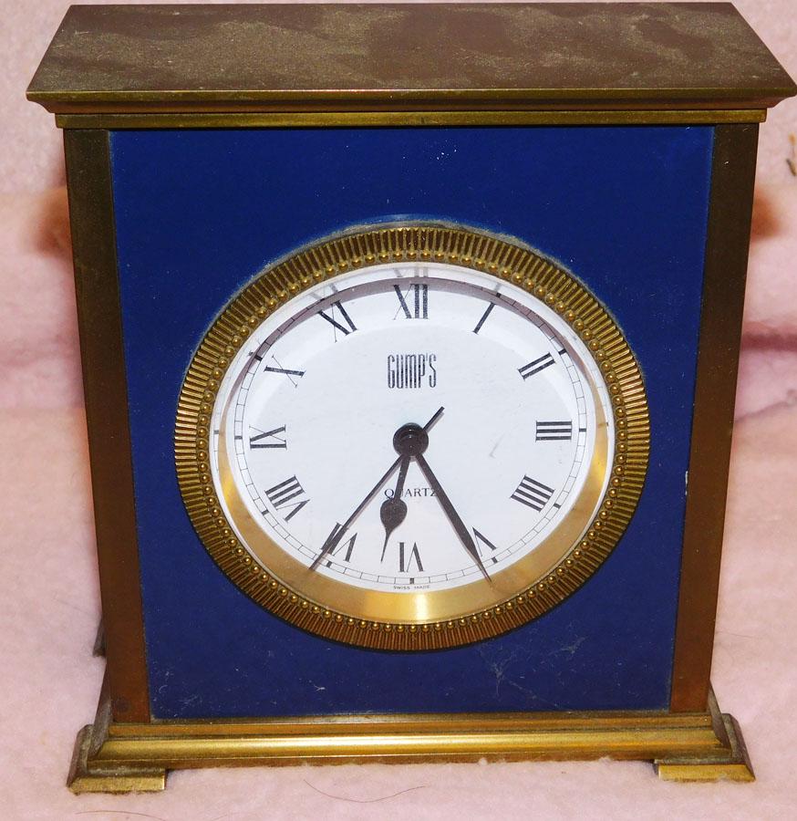 Swiss Brass & Glass Desk Clock (1 of 2)