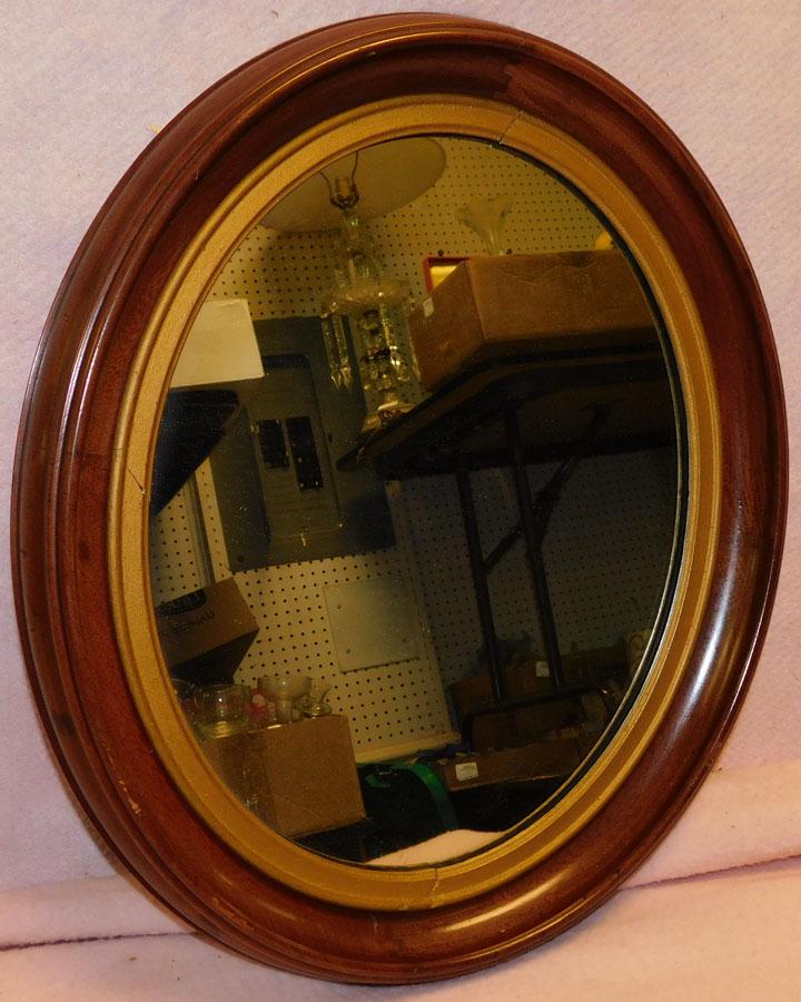 Victorian Walnut Oval Frame Mirror (1 of 2)