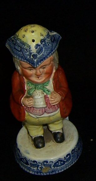 19th century Staffordshire Toby figure salt shaker: 19th century Staffordshire Toby figure salt shaker (5 1/2" tall)