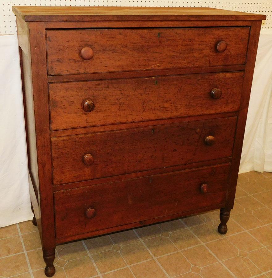 19th C Cherry Sheraton 4 Drawer Chest (1 of 4)