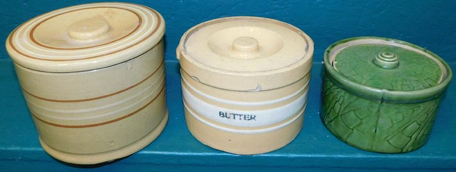Three Butter Crocks (2 are Yellow Ware ) (1 of 3)