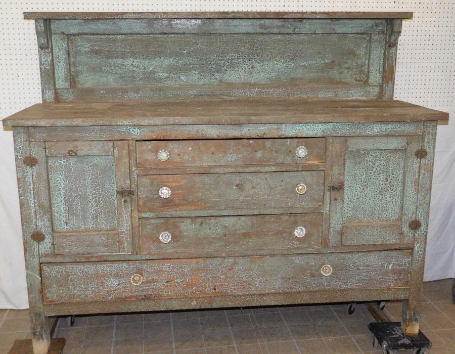 Antique Primitive Painted Side Board (1 of 8)