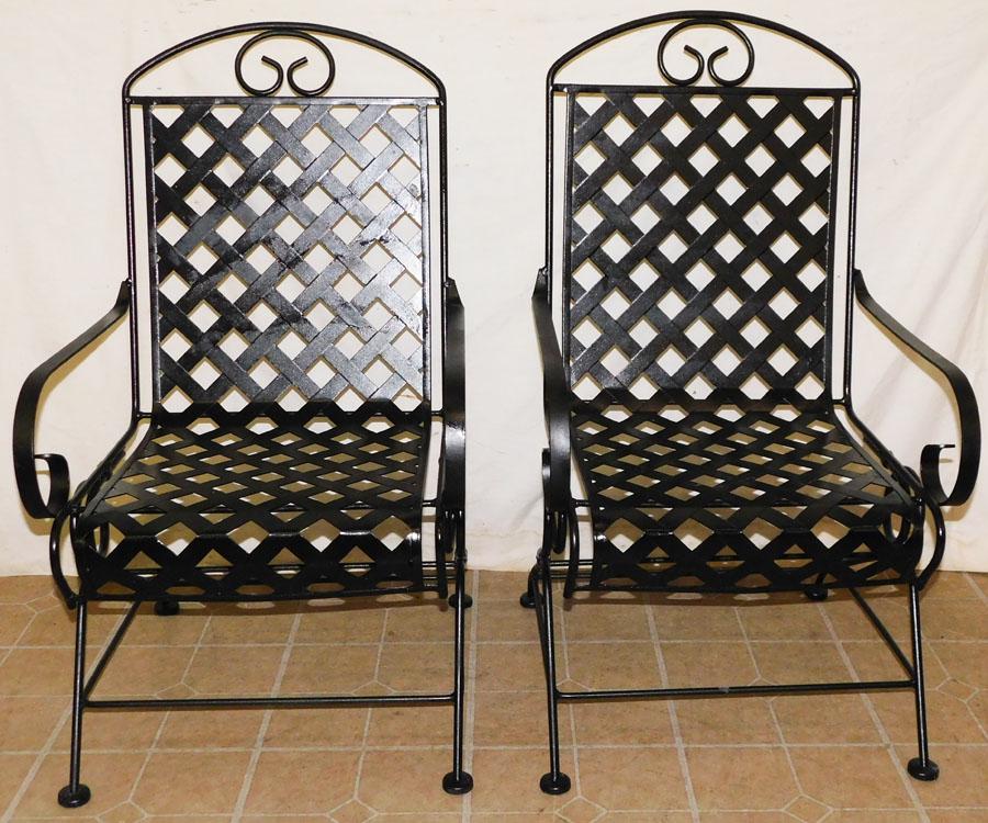 Pair Painted Wrought Iron Chairs (1 of 5)