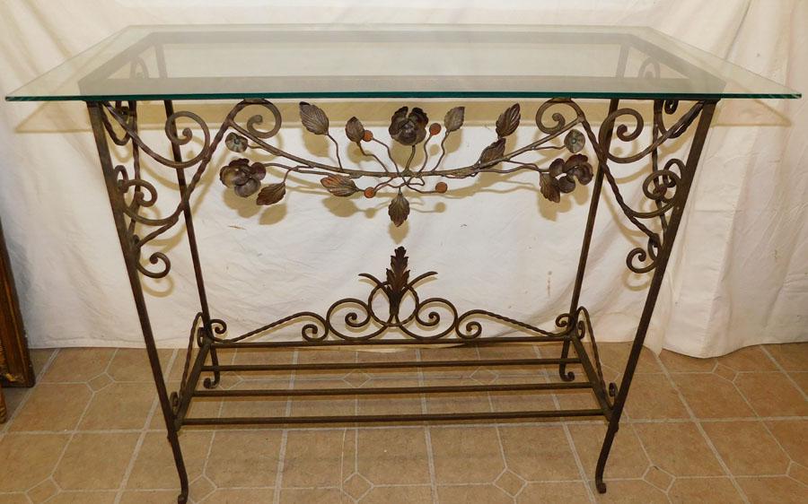 Wrought Iron Glass Top Console (1 of 3)