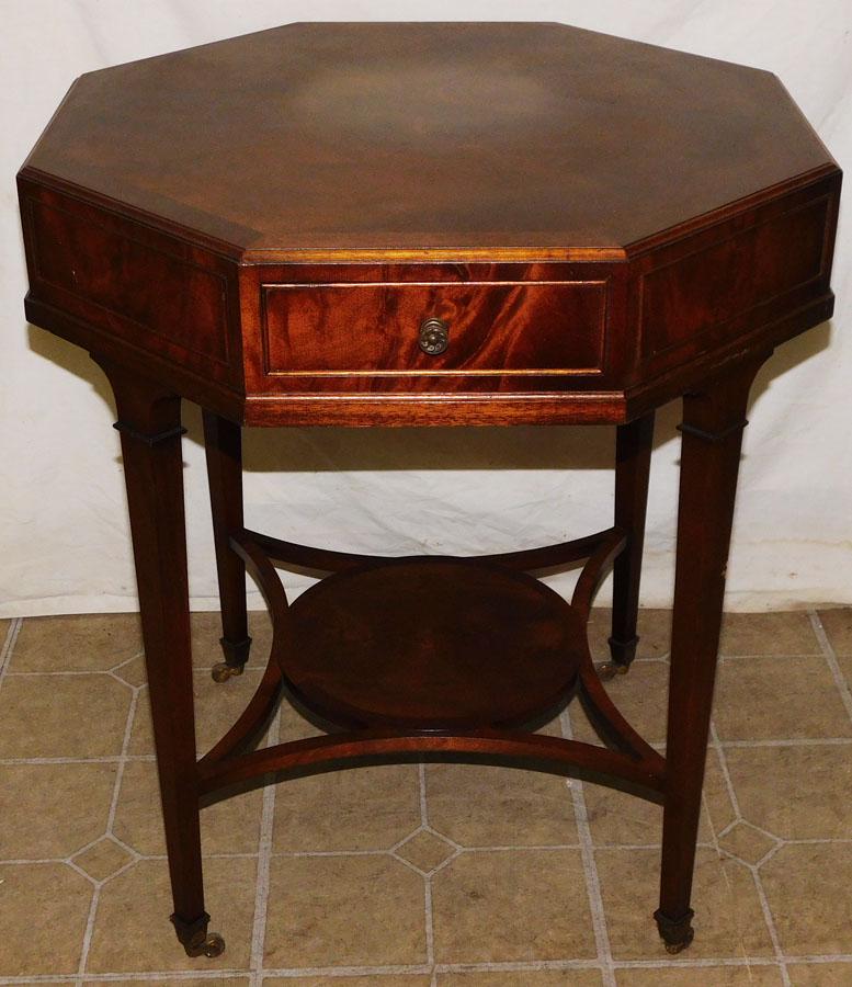 Mahogany Octagonal Side Table W/ Drawer (1 of 4)