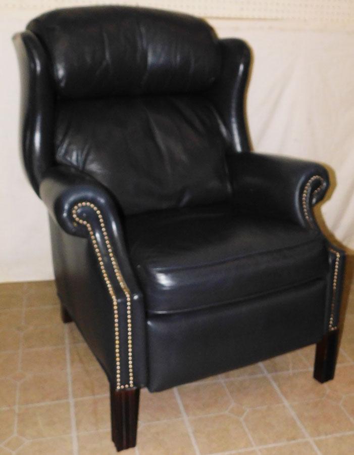 Leather Wing Back Recliner: Leather Wing Back Recliner . 43" H