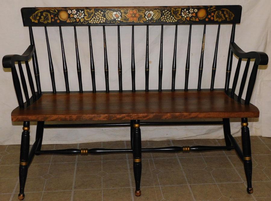 Paint Decorated Windsor Bench By Nichols & Stone (1 of 8)