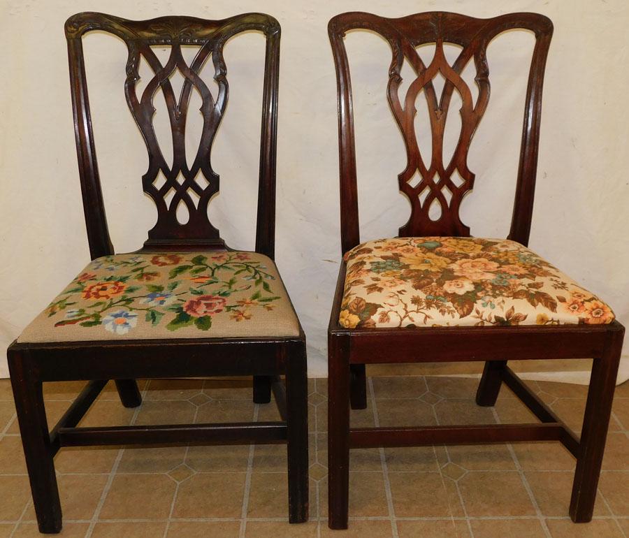 Pair 19th C Carved Mahogany Side Chairs (1 of 5)