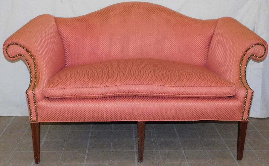 Mahog Inlaid Camel Back Love Seat Attr. Pug Moore (1 of 5)