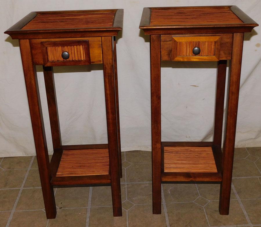 Pair Modern Cherry Bamboo One Drawer Stands (1 of 5)