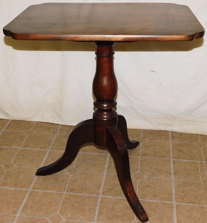 19th C Mahogany Shaped Top Tilt Candle Stand (1 of 3)