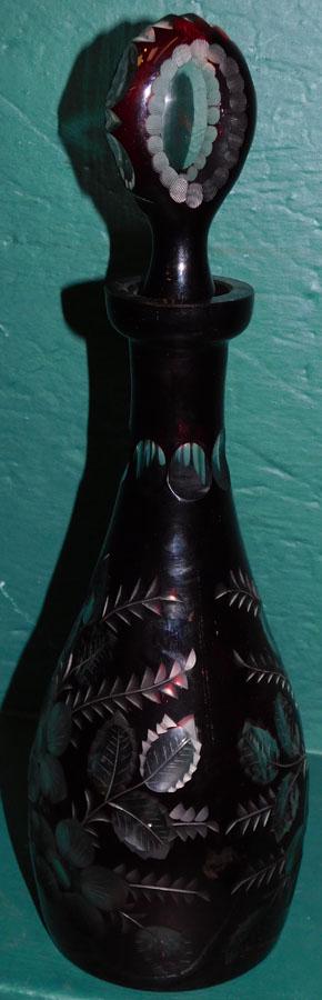 Bohemian Ruby Cut To Clear Decanter (1 of 5)