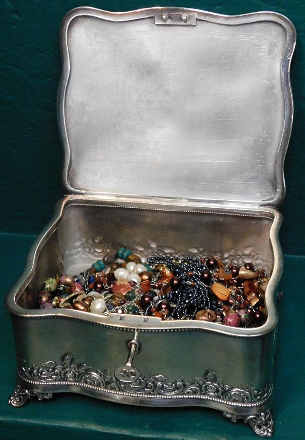 Silver Plate Dresser Box W/ Contents (1 of 5)