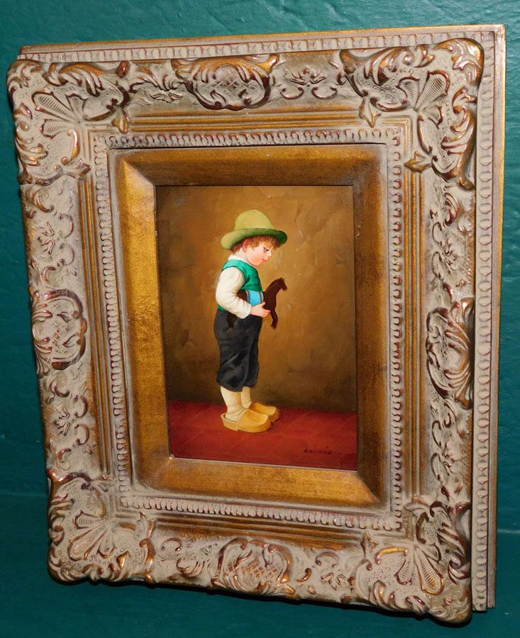OOB " Little Boy W/ Toy Horse" Signed: OOB " Little Boy W/ Toy Horse" Signed. 11" X 13"
