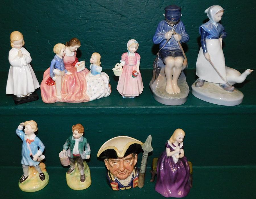 9 Porcelain Figurines -- Royal Doulton & Copenhagen (1 of 5)