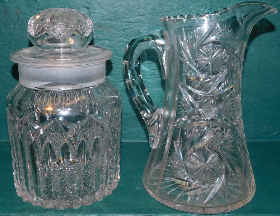 Cut Glass Jar & Pitcher (1 of 2)
