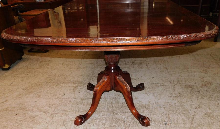 Mah Carved Burl Wood Banded Top Pedestal Table ( 3 (1 of 9)